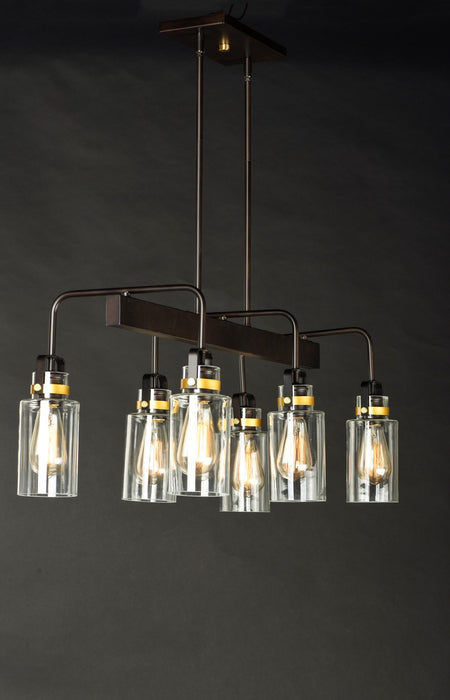 Myhouse Lighting Maxim - 30177CLBZGLD - Six Light Linear Pendant - Magnolia - Bronze / Gold