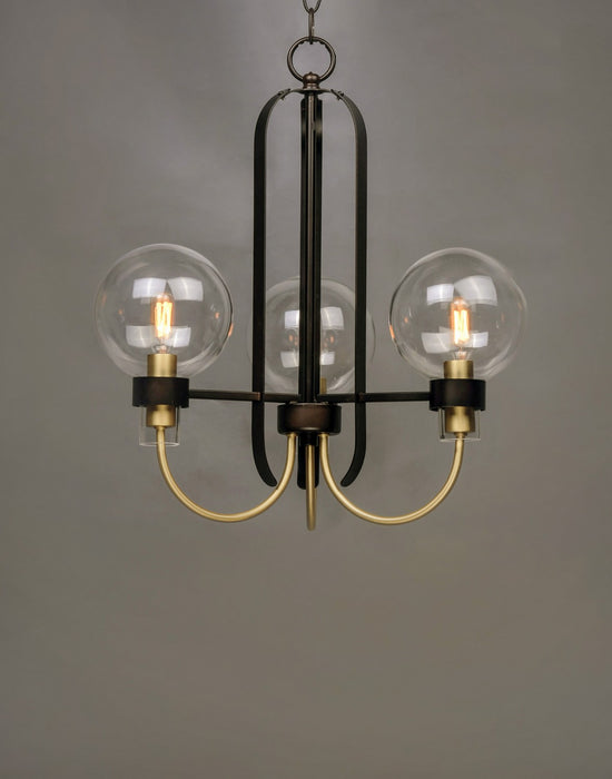 Myhouse Lighting Maxim - 30515CLBZSBR - Three Light Chandelier - Bauhaus - Bronze / Satin Brass