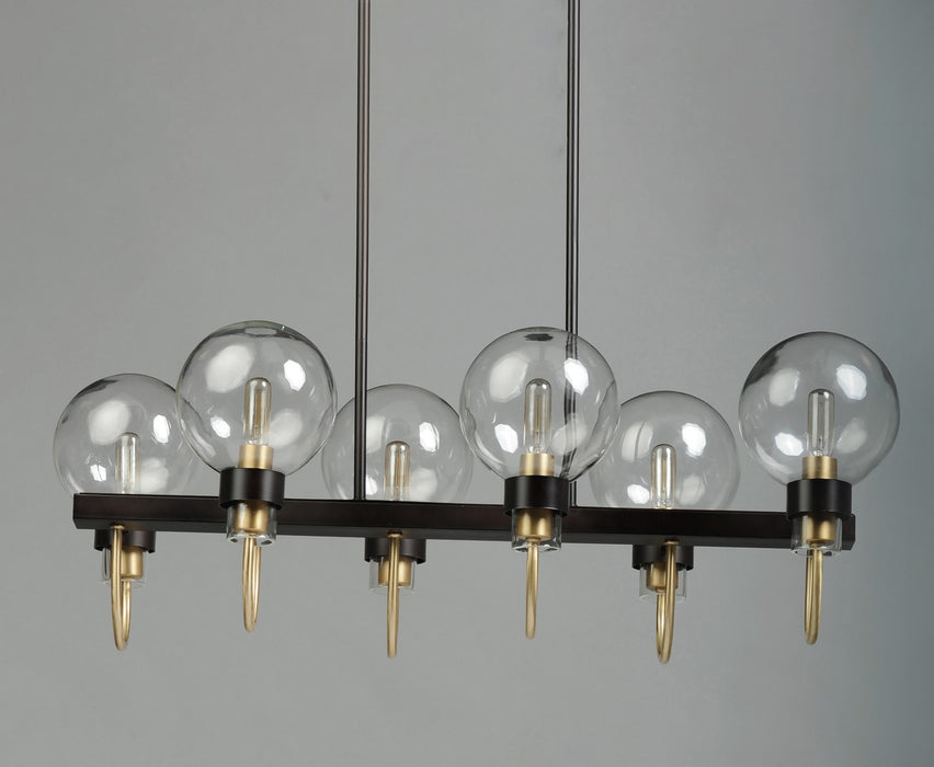 Myhouse Lighting Maxim - 30519CLBZSBR - Six Light Linear Chandelier - Bauhaus - Bronze / Satin Brass