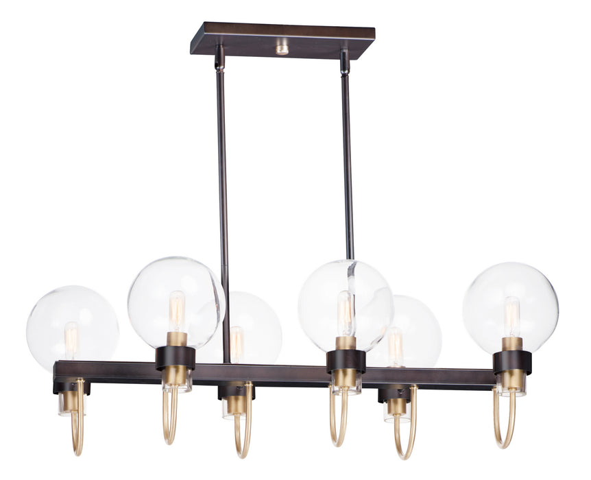 Myhouse Lighting Maxim - 30519CLBZSBR - Six Light Linear Chandelier - Bauhaus - Bronze / Satin Brass