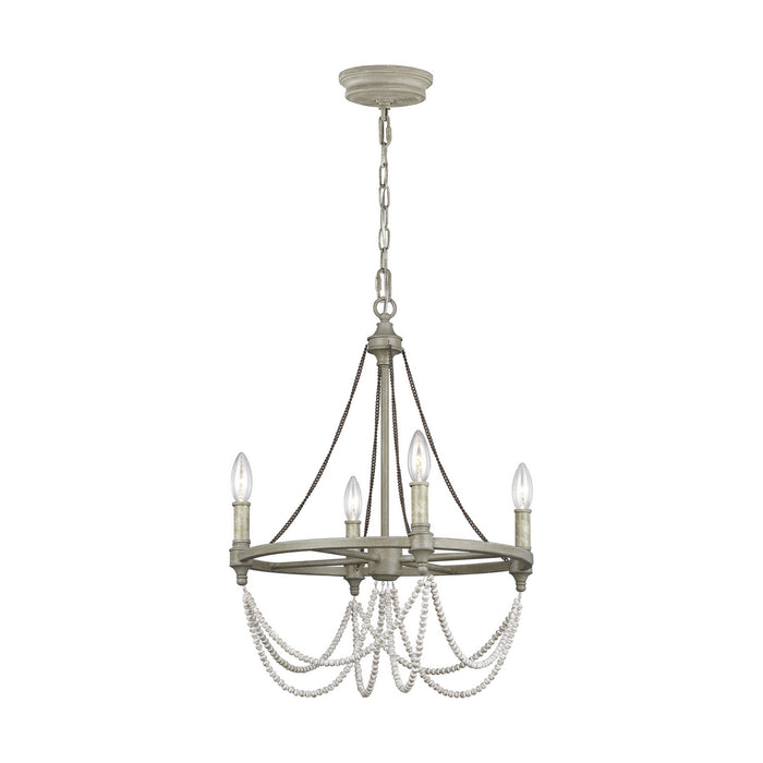 Myhouse Lighting Visual Comfort Studio - F3331/4FWO/DWW - Four Light Chandelier - Beverly - French Washed Oak / Distressed White Wood