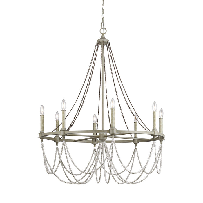 Myhouse Lighting Visual Comfort Studio - F3332/8FWO/DWW - Eight Light Chandelier - Beverly - French Washed Oak / Distressed White Wood