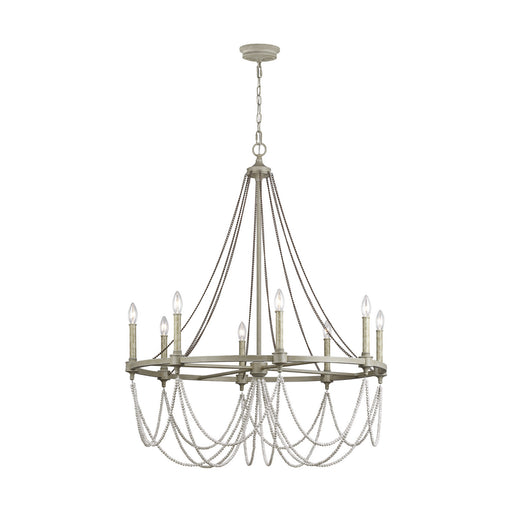 Myhouse Lighting Visual Comfort Studio - F3332/8FWO/DWW - Eight Light Chandelier - Beverly - French Washed Oak / Distressed White Wood