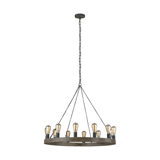 Myhouse Lighting Visual Comfort Studio - F3932/12WOW/AF - 12 Light Chandelier - Avenir - Weathered Oak Wood / Antique Forged Iron