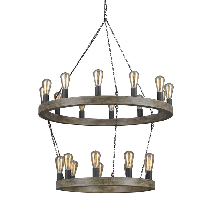 Myhouse Lighting Visual Comfort Studio - F3934/21WOW/AF - 21 Light Chandelier - Avenir - Weathered Oak Wood / Antique Forged Iron