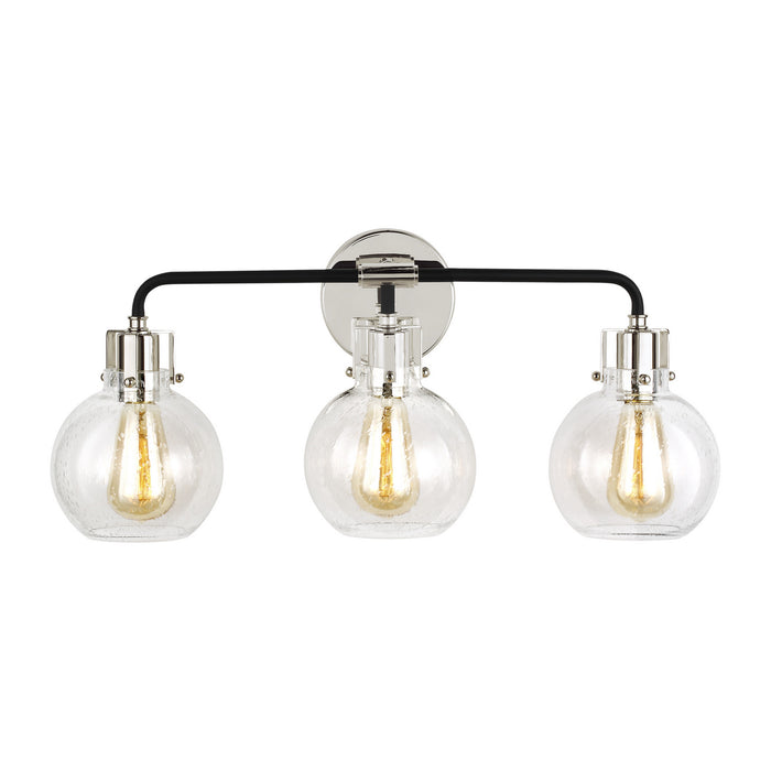 Myhouse Lighting Visual Comfort Studio - VS24403PN/TXB - Three Light Vanity - Clara - Polished Nickel/Textured Black