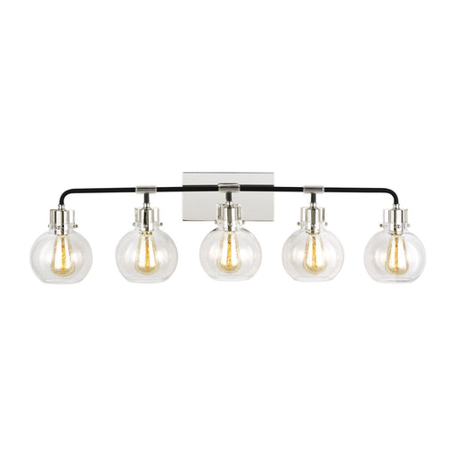 Myhouse Lighting Visual Comfort Studio - VS24405PN/TXB - Five Light Vanity - Clara - Polished Nickel/Textured Black