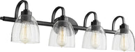 Myhouse Lighting Quorum - 5060-4-69 - Four Light Vanity - Reyes - Textured Black w/ Clear/Seeded