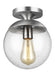 Myhouse Lighting Visual Comfort Studio - 7501801-04 - One Light Wall / Ceiling Semi-Flush Mount - Leo - Hanging Globe - Satin Aluminum