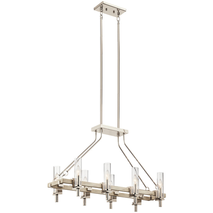 Myhouse Lighting Kichler - 44285WWW - Eight Light Linear Chandelier - Telan - White Washed Wood