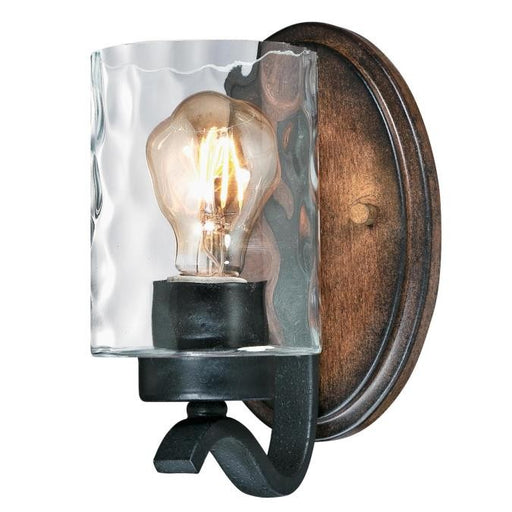 Myhouse Lighting Westinghouse Lighting - 6331600 - One Light Wall Fixture - Barnwell - Textured Iron And Barnwood