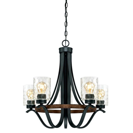 Myhouse Lighting Westinghouse Lighting - 6331900 - Five Light Chandelier - Barnwell - Textured Iron And Barnwood