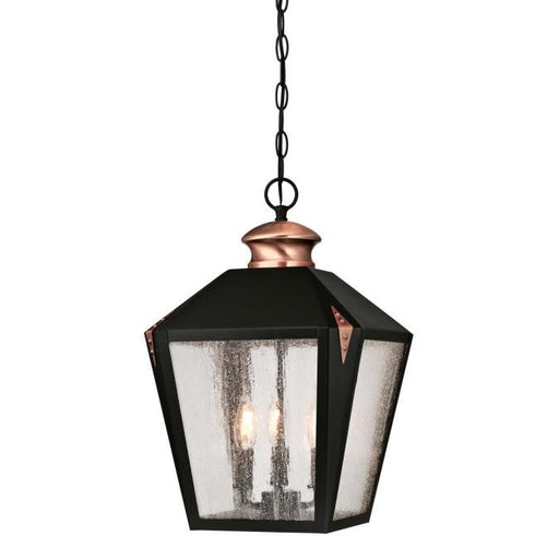 Myhouse Lighting Westinghouse Lighting - 6339100 - Three Light Pendant - Valley Forge - Matte Black With Washed Copper Accents