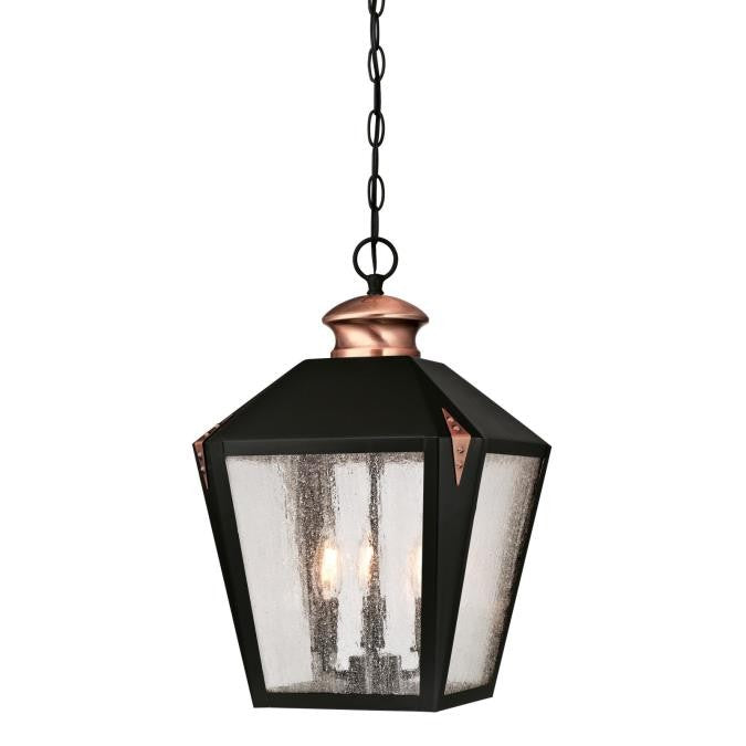 Myhouse Lighting Westinghouse Lighting - 6339100 - Three Light Pendant - Valley Forge - Matte Black With Washed Copper Accents