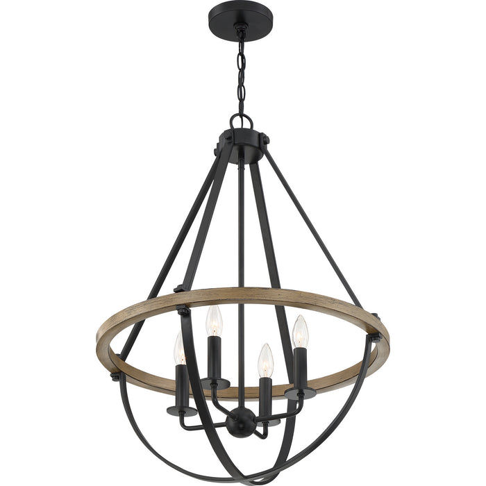 Myhouse Lighting Quoizel - BRL2823EK - Four Light Pendant - Bartlett - Earth Black