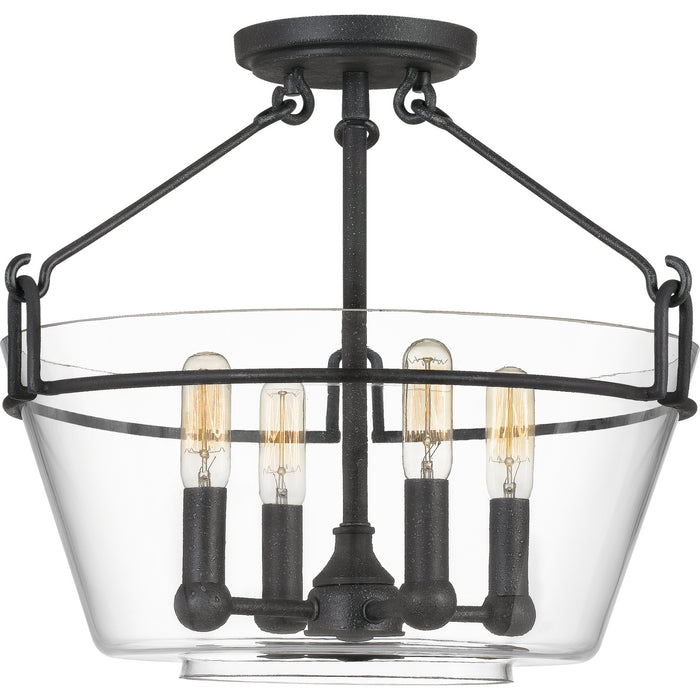 Myhouse Lighting Quoizel - WEL1717GK - Four Light Semi-Flush Mount - Wells - Grey Ash