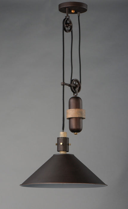 Myhouse Lighting Maxim - 10090OIWWD - One Light Pendant - Tucson - Oil Rubbed Bronze / Weathered Wood