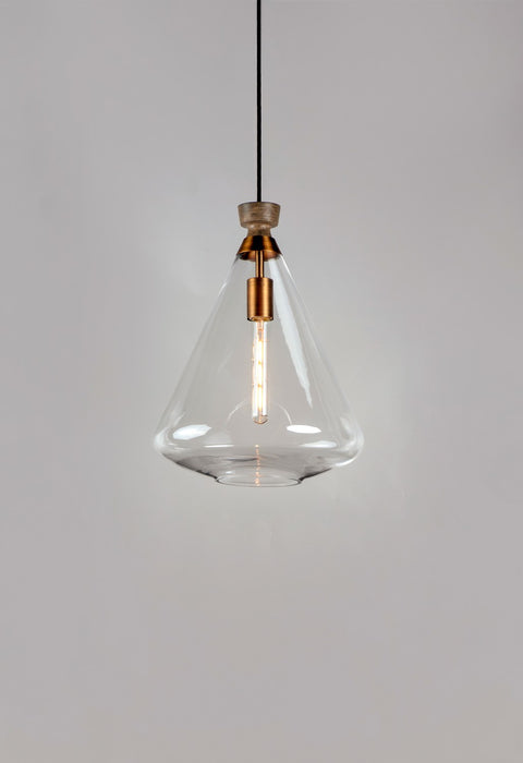 Myhouse Lighting Maxim - 10101CLWOAB - One Light Pendant - Abbott - Weathered Oak / Antique Brass