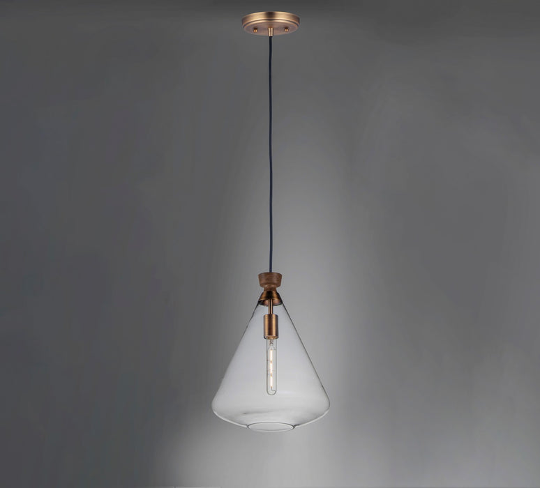 Myhouse Lighting Maxim - 10101CLWOAB - One Light Pendant - Abbott - Weathered Oak / Antique Brass