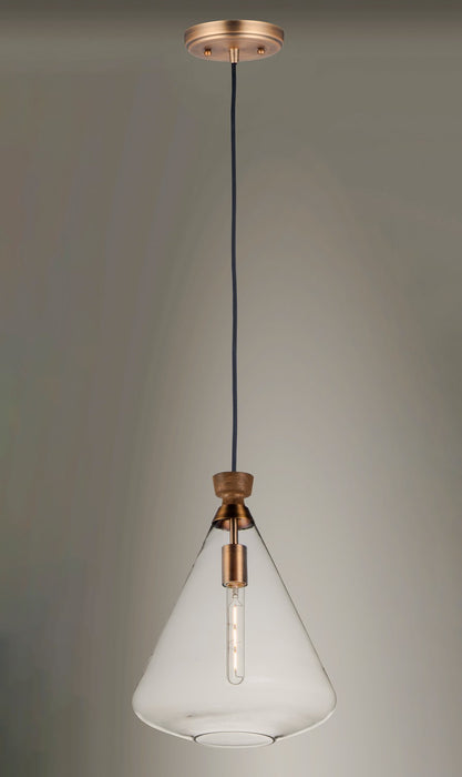 Myhouse Lighting Maxim - 10101CLWOAB - One Light Pendant - Abbott - Weathered Oak / Antique Brass