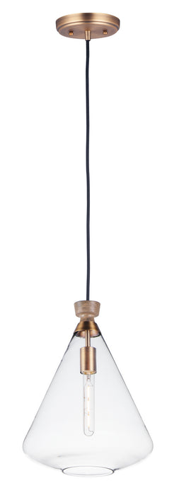 Myhouse Lighting Maxim - 10101CLWOAB - One Light Pendant - Abbott - Weathered Oak / Antique Brass