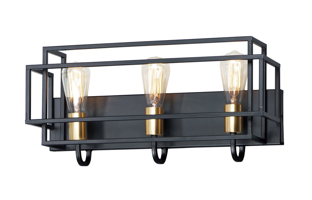 Myhouse Lighting Maxim - 10243BKSBR - Three Light Bath Vanity - Liner - Black / Satin Brass