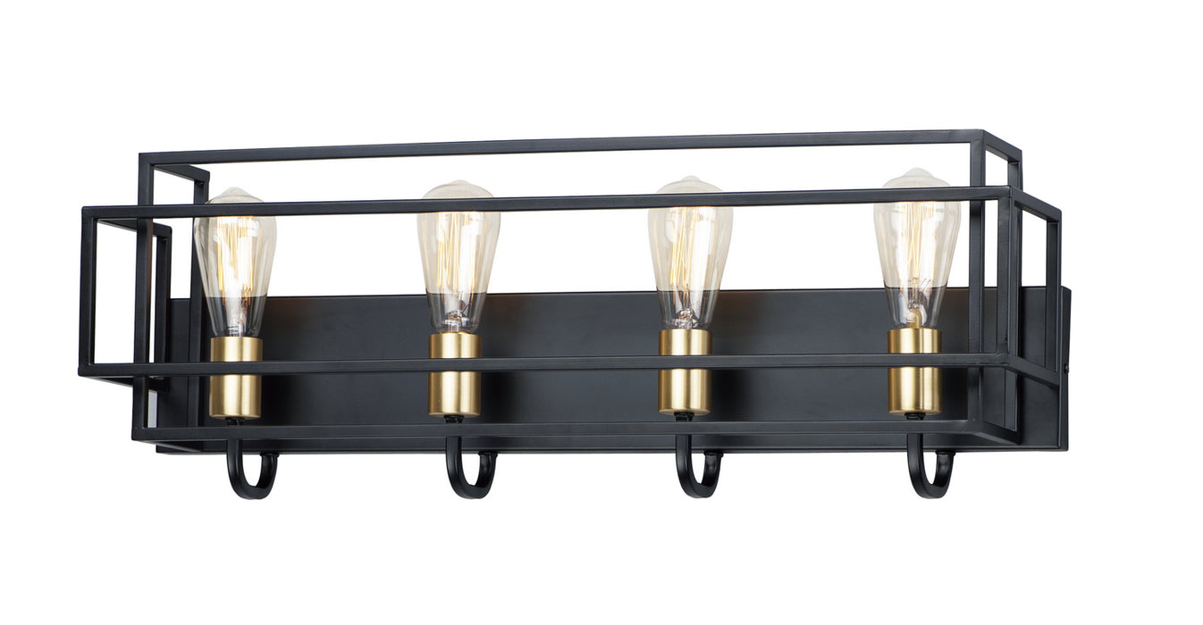 Myhouse Lighting Maxim - 10244BKSBR - Four Light Bath Vanity - Liner - Black / Satin Brass