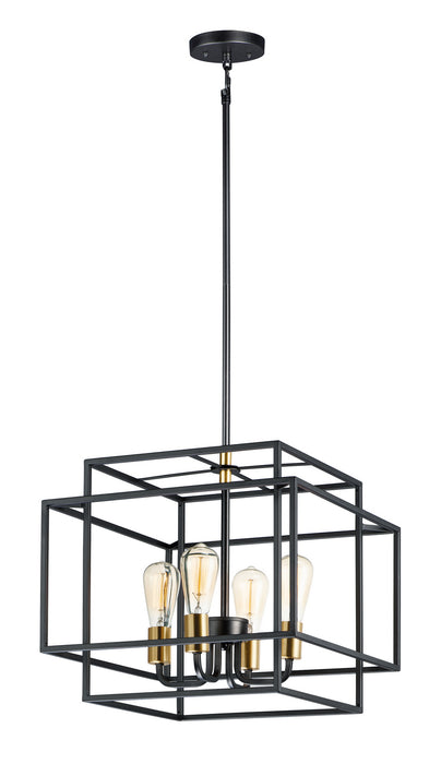 Myhouse Lighting Maxim - 10247BKSBR - Four Light Pendant - Liner - Black / Satin Brass