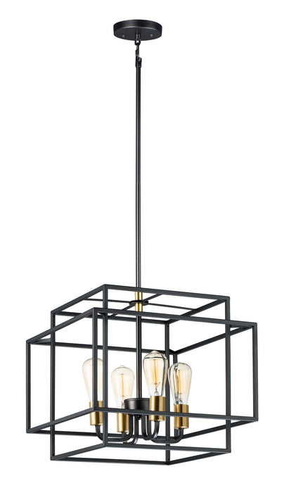 Myhouse Lighting Maxim - 10247BKSBR - Four Light Pendant - Liner - Black / Satin Brass