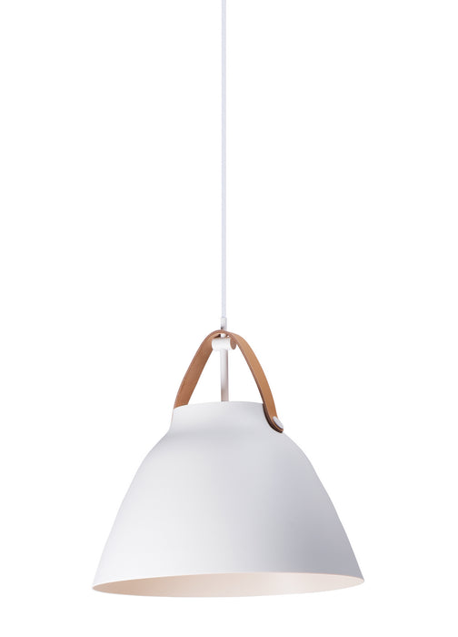 Myhouse Lighting Maxim - 11356TNWT - One Light Pendant - Nordic - Tan Leather / White