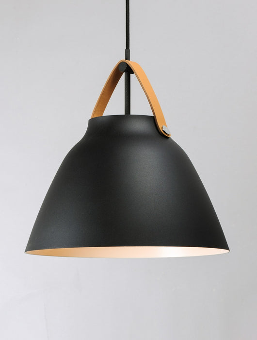 Myhouse Lighting Maxim - 11358TNBK - One Light Pendant - Nordic - Tan Leather / Black