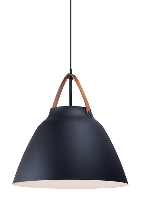 Myhouse Lighting Maxim - 11358TNBK - One Light Pendant - Nordic - Tan Leather / Black