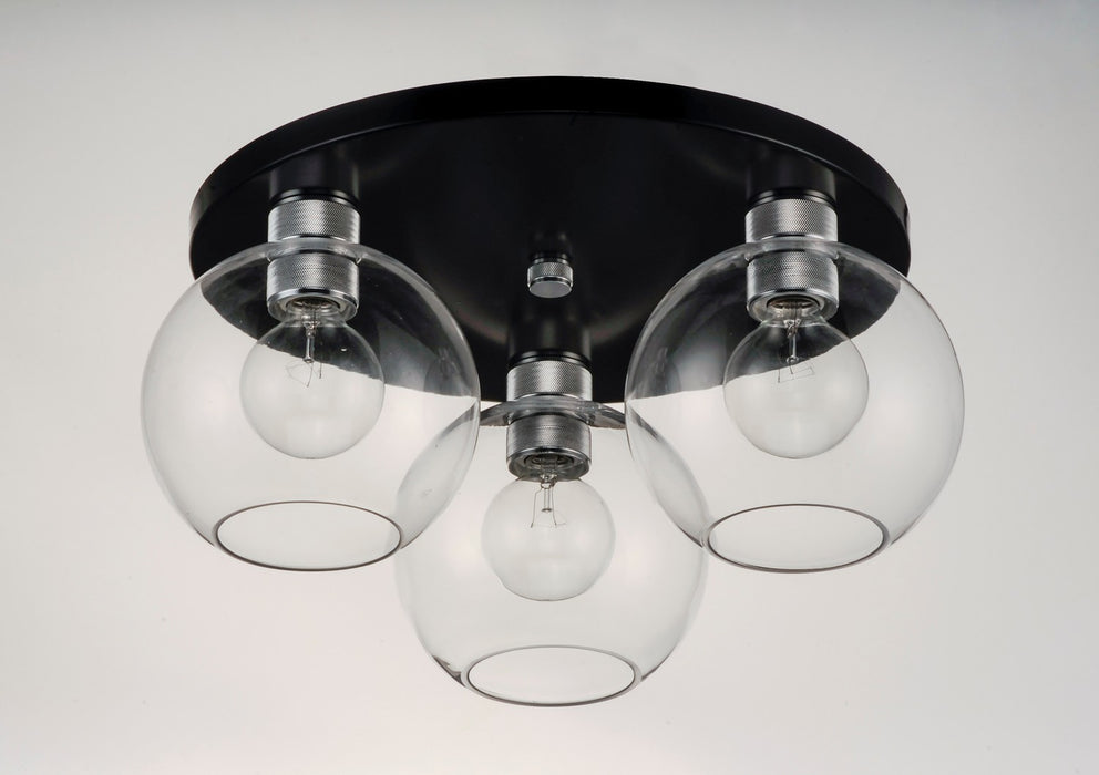 Myhouse Lighting Maxim - 21610CLBKAL - Three Light Flush Mount - Vessel - Black / Brushed Aluminum