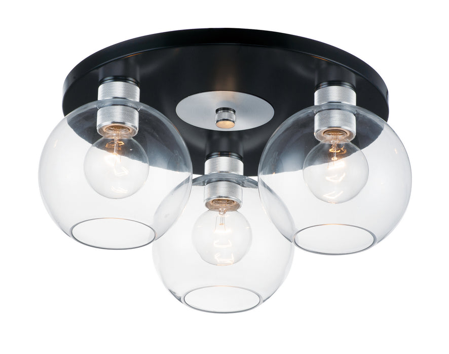 Myhouse Lighting Maxim - 21610CLBKAL - Three Light Flush Mount - Vessel - Black / Brushed Aluminum