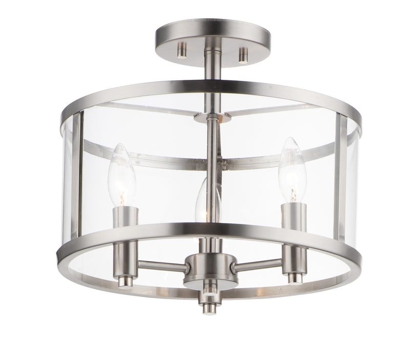 Myhouse Lighting Maxim - 25250CLSN - Three Light Semi Flush Mount - Sentinel - Satin Nickel