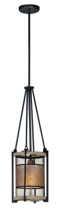 Myhouse Lighting Maxim - 27563BKBWAB - One Light Pendant - Boundry - Black / Barn Wood / Antique Brass