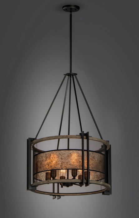 Myhouse Lighting Maxim - 27565BKBWAB - Six Light Chandelier - Boundry - Black / Barn Wood / Antique Brass