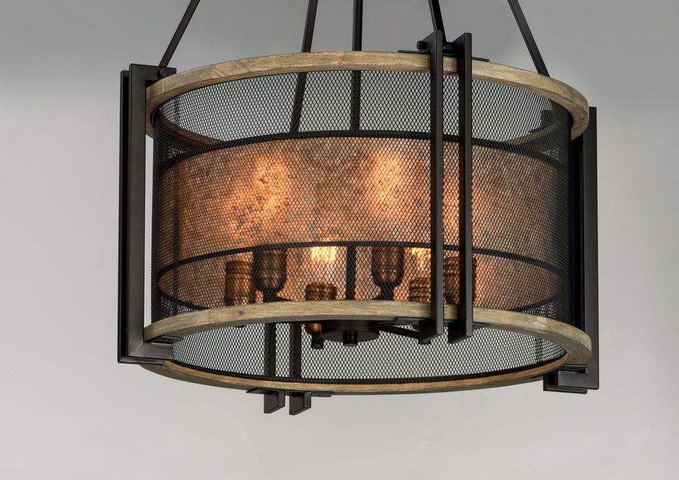 Myhouse Lighting Maxim - 27565BKBWAB - Six Light Chandelier - Boundry - Black / Barn Wood / Antique Brass