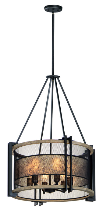 Myhouse Lighting Maxim - 27565BKBWAB - Six Light Chandelier - Boundry - Black / Barn Wood / Antique Brass