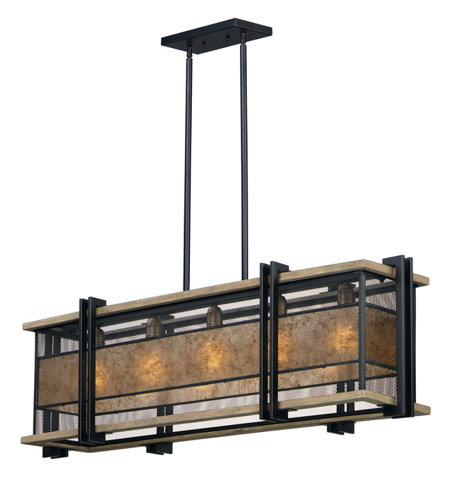 Myhouse Lighting Maxim - 27567BKBWAB - Five Light Linear Pendant - Boundry - Black / Barn Wood / Antique Brass