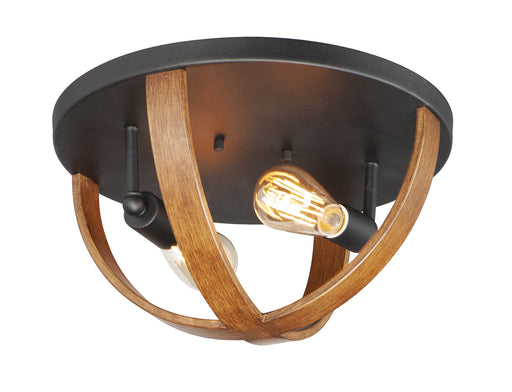 Myhouse Lighting Maxim - 27570APBK - Two Light Flush Mount - Compass - Antique Pecan / Black