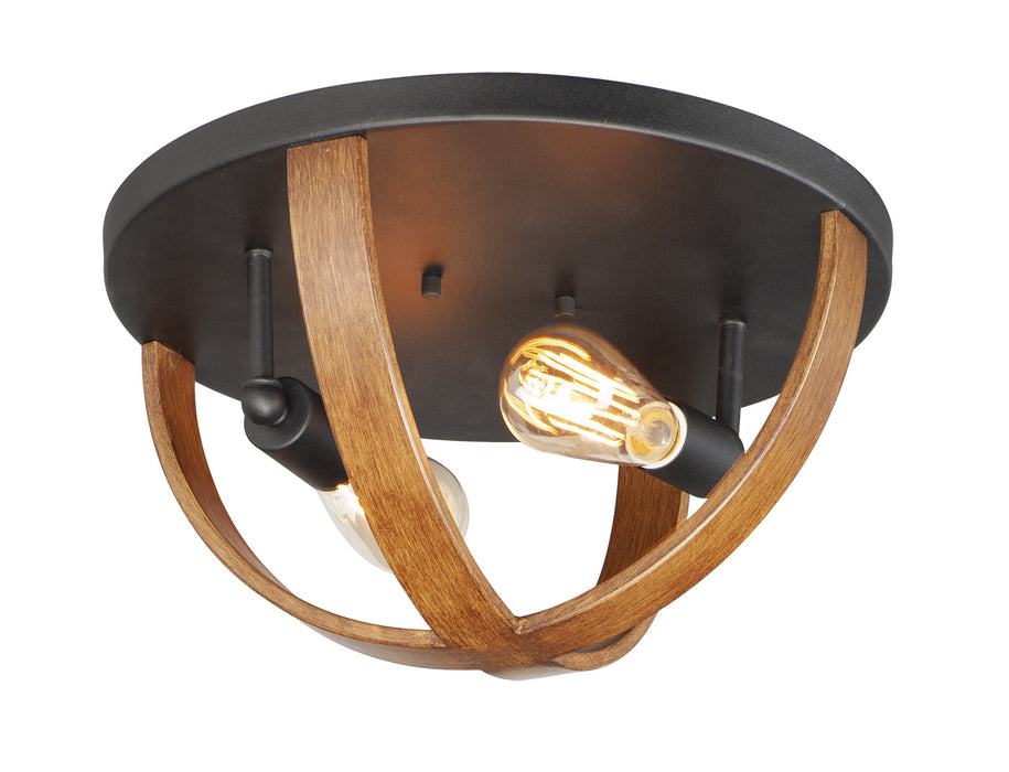 Myhouse Lighting Maxim - 27570APBK - Two Light Flush Mount - Compass - Antique Pecan / Black