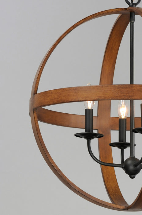 Myhouse Lighting Maxim - 27574APBK - Four Light Pendant - Compass - Antique Pecan / Black