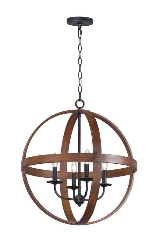 Myhouse Lighting Maxim - 27574APBK - Four Light Pendant - Compass - Antique Pecan / Black