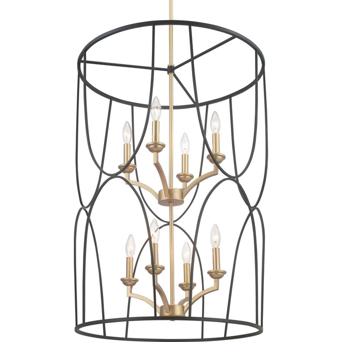 Myhouse Lighting Progress Lighting - P500177-031 - Eight Light Foyer Pendant - Landree - Black