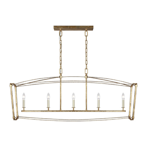 Myhouse Lighting Visual Comfort Studio - F3326/5ADB - Five Light Linear Chandelier - Thayer - Antique Gild