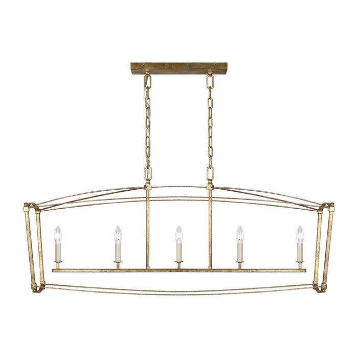 Myhouse Lighting Visual Comfort Studio - F3326/5ADB - Five Light Linear Chandelier - Thayer - Antique Gild