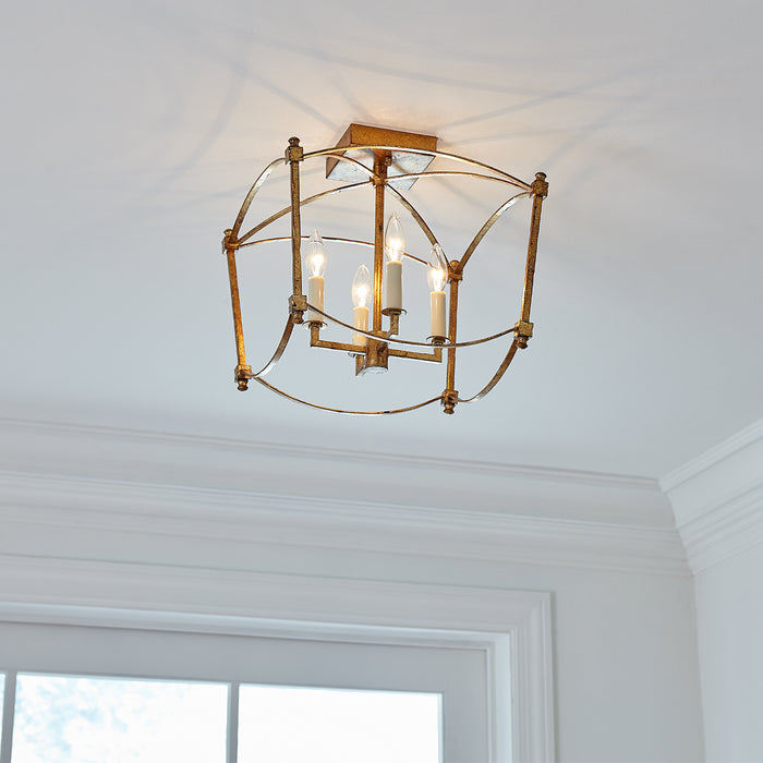 Myhouse Lighting Visual Comfort Studio - SF350ADB - Four Light Semi-Flush Mount - Thayer - Antique Gild