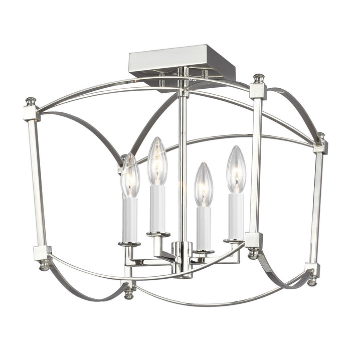 Myhouse Lighting Visual Comfort Studio - SF350PN - Four Light Semi-Flush Mount - Thayer - Polished Nickel