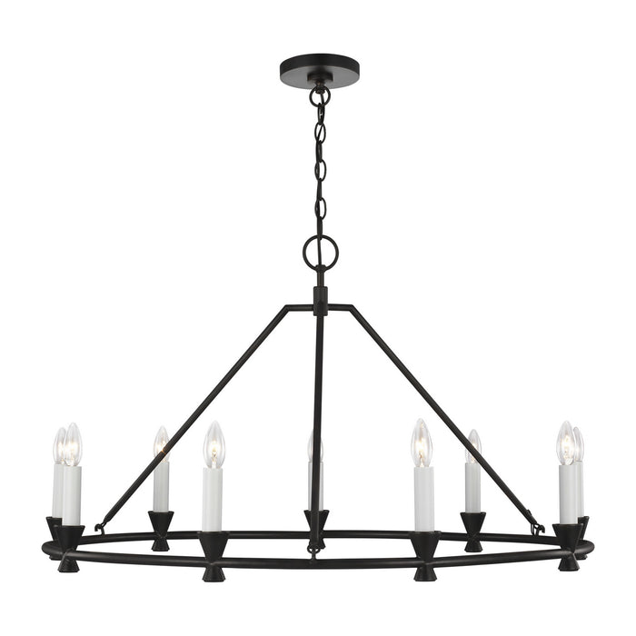 Myhouse Lighting Visual Comfort Studio - CC1179AI - Nine Light Chandelier - Keystone - Aged Iron